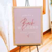 HENLEY Modern Pink Red Retro Bachelorette Herzlich