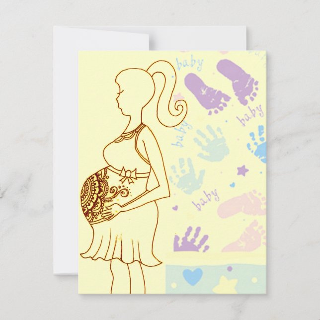 Henna Baby Shower druckt Einladung (Vorderseite)