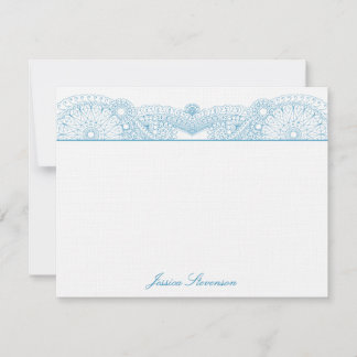 Henna Custom Flat Note Card (blau) Mitteilungskarte