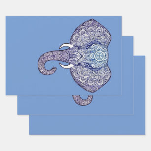 Henna-Elefanten-Kunst Geschenkpapier Set