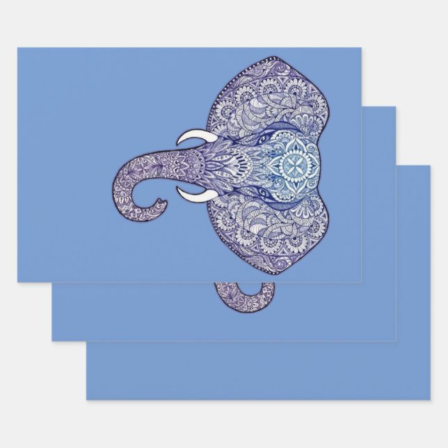 Henna Elephant Art Geschenkpapier Set (Set)