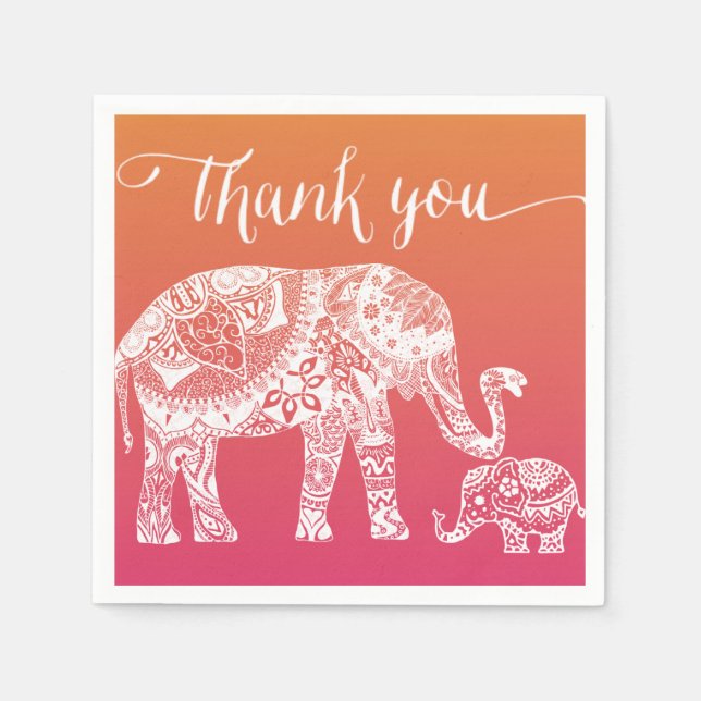Henna Elephant Baby Shower - Indische Inspiration Serviette (Vorderseite)