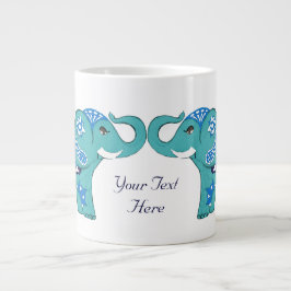 Henna Elephant (blau/hellblau) Jumbo-Tasse
