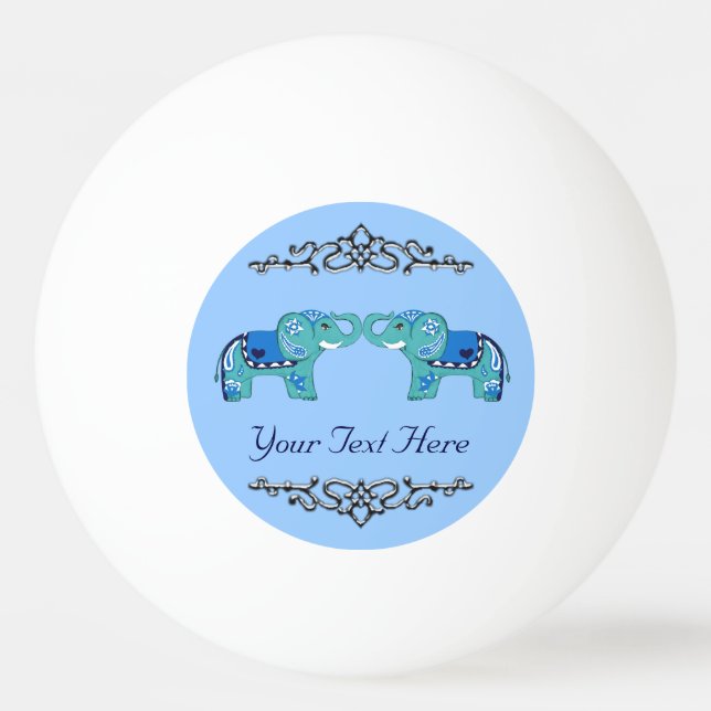 Henna Elephant (blau/hellblau) Tischtennisball (Vorderseite)