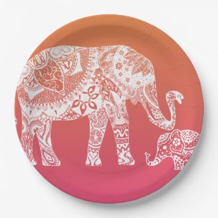Henna Elephant - Indische Inspiration Pappteller