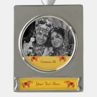 Henna Elephant (Orange/Rot) Banner-Ornament Silber