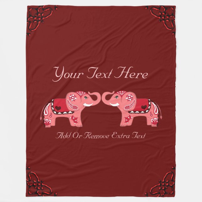 Henna Elephant (Rot/Rosa) Fleecedecke (Vorderseite)