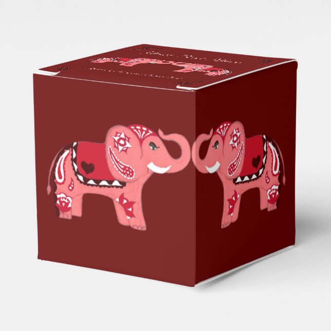 Henna Elephant (Rot/Rosa) Geschenkschachtel (Vorderseite)
