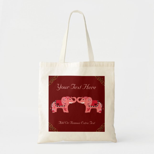 Henna Elephant (Rot/Rosa) Tragetasche (Vorne)