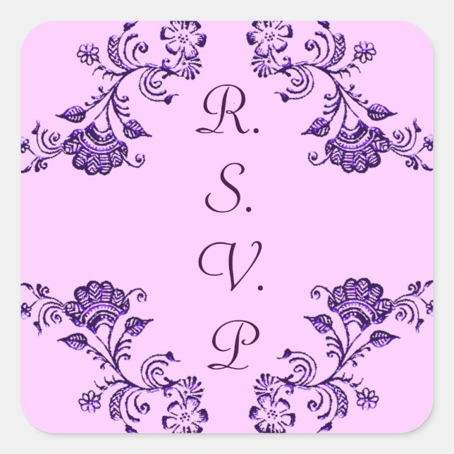 Henna Floral Quadratischer Aufkleber (Vorderseite)