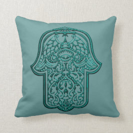 Henna Hand of Hamsa (Aquamarin) Kissen