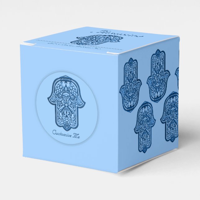 Henna Hand of Hamsa (blau) Geschenkschachtel (Vorderseite)