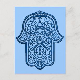 Henna Hand of Hamsa (blau) Postkarte