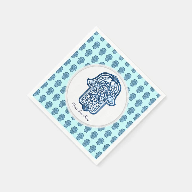 Henna Hand of Hamsa (blau) Serviette (Ecke)