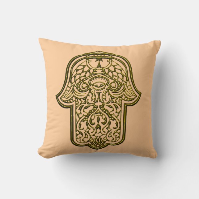 Henna Hand of Hamsa (Golden) Kissen (Vorderseite)