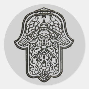 Henna Hand of Hamsa (Original) Runder Aufkleber