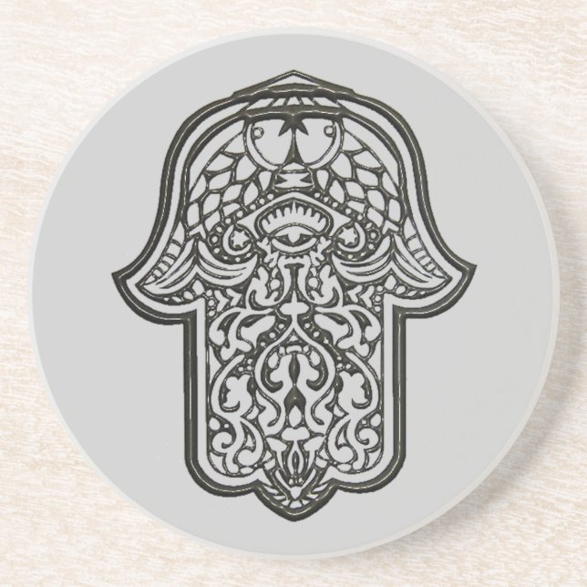 Henna Hand of Hamsa (Original) Sandstein Untersetzer (Vorne)