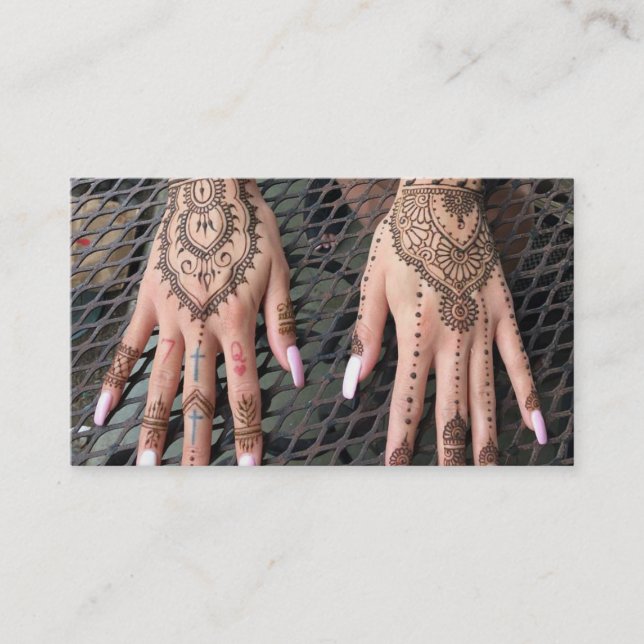 Henna Hand Tattoo Business Card Visitenkarte (Vorderseite)