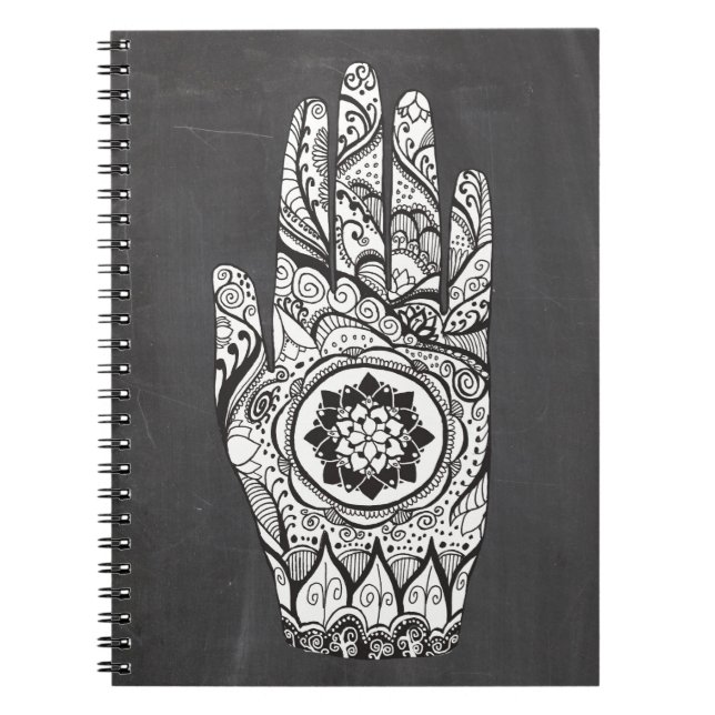 Henna Hand Tattoo mit Lotus Blume Notizblock (Vorderseite)