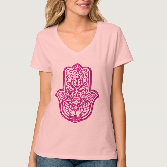 Henna Hand von Hamsa (rosa) 2 T-Shirt (Vorderseite)