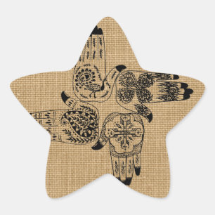 Henna-Hände 4 Quadrat Paisley-Tattoo Vintage Stern-Aufkleber