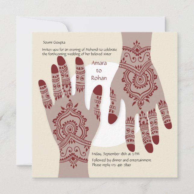 Henna Hands Einladung (Vorderseite)
