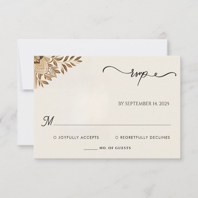 Henna Islam Nikah Arabic Walima Muslim Wedding RSVP Karte (Vorderseite)