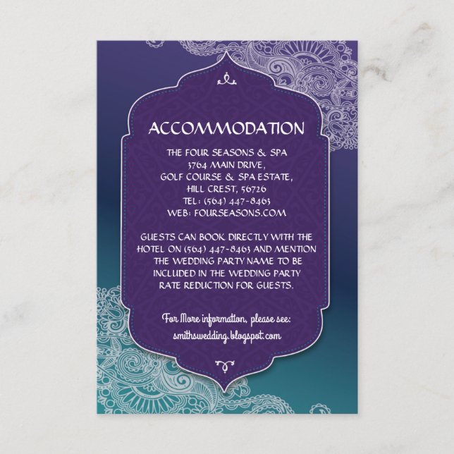Henna Jewel Unterkunft Hochzeitskarten Details Begleitkarte (Vorderseite)