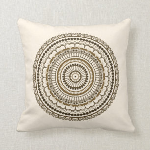 Henna Mandala Design #1 Shades of Brown Kissen