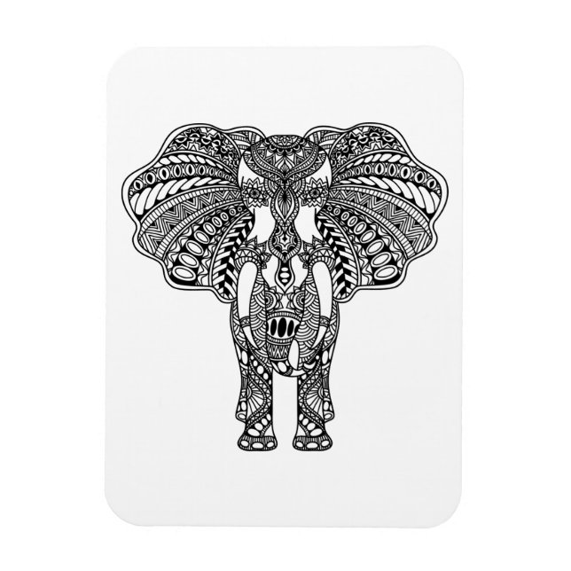 Henna Mehndi Dekorierte indische Elefant Magnet (Vertikal)