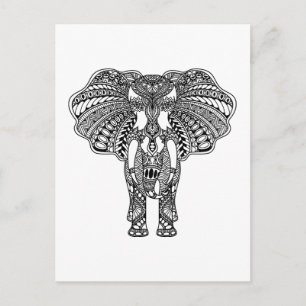 Henna Mehndi Dekorierte indische Elefant Postkarte