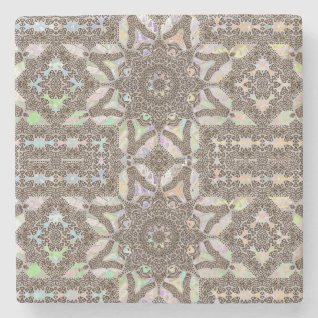 Henna Phownix Fraktal Mandala Kunst, Dichtung und  Steinuntersetzer (Vorderseite)