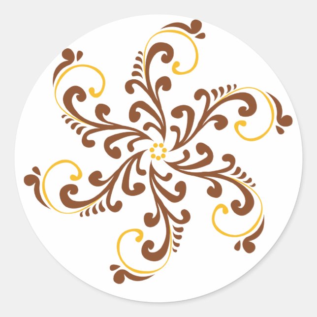 Henna Spiral Blume Runder Aufkleber (Vorderseite)