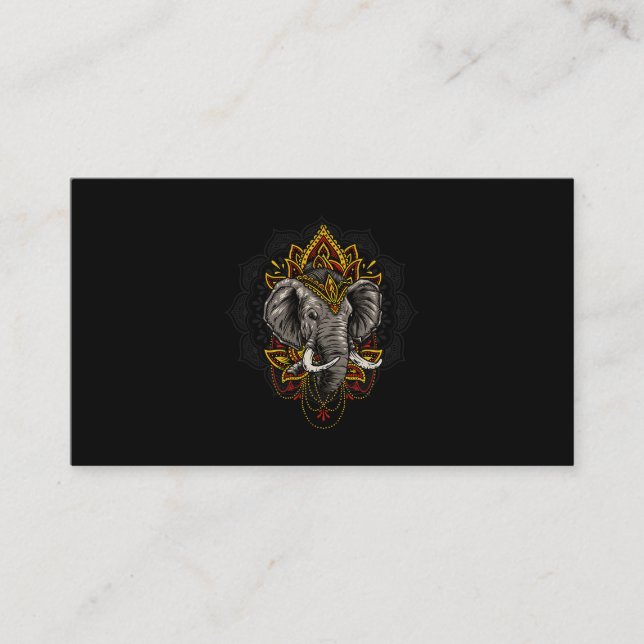 Henna Stylistic Elephant Lover Wildlife Ele Visitenkarte (Vorderseite)
