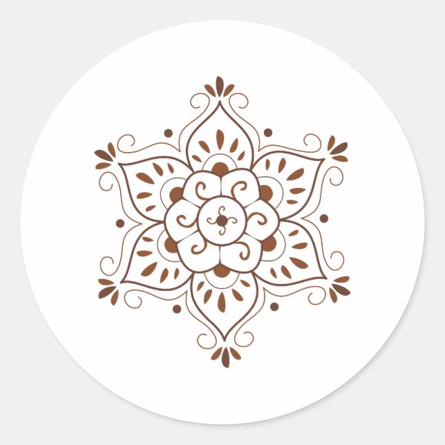 Henna Tattoo Mandala Runder Aufkleber (Vorderseite)
