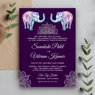 Henna Tattooed Elephants Indische Hochzeitseinladu Einladung