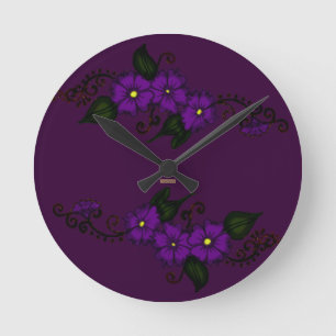 Hennastrauch-Blume (lila) Runde Wanduhr