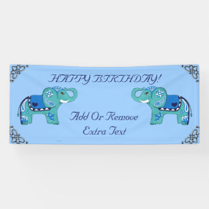 Hennastrauch-Elefant (blau/hellblau) Banner