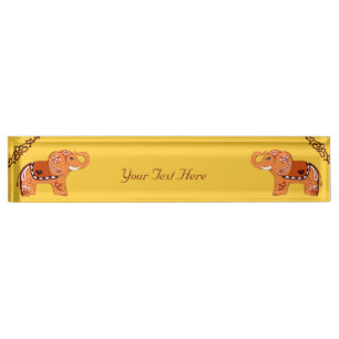 Hennastrauch-Elefant (orange/Rot) Namensplakette