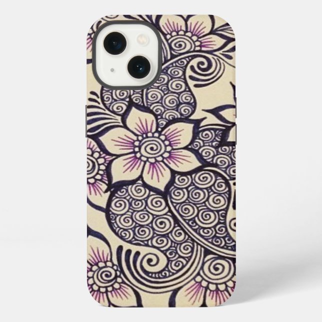 Hennastrauch-Entwurf IPhone Fall Hülle (Rückseite)