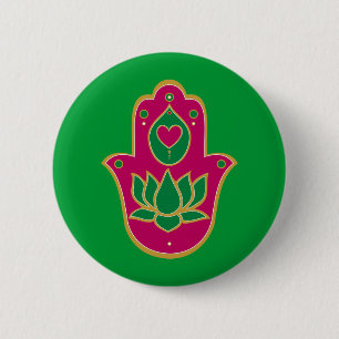 Hennastrauch Hamsa Lotus Grün u. Rosa Button