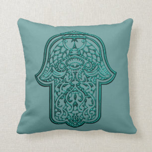 Hennastrauch-Hand von Hamsa (aquamarin) Kissen