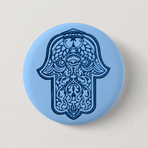 Hennastrauch-Hand von Hamsa (blau) Button