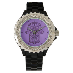 Hennastrauch-Hand von Hamsa (lila) Armbanduhr