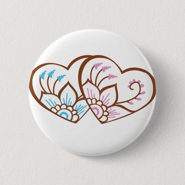 Hennastrauch-Herz-Doppeltes Button (Vorderseite)
