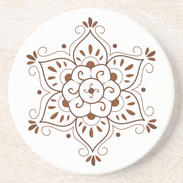 Hennastrauch-Mandala Coster Getränkeuntersetzer (Vorne)