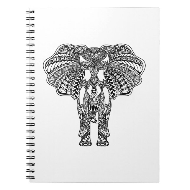 Hennastrauch Mehndi verzierte indischen Elefanten Notizblock (Vorderseite)