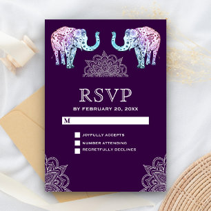 Hennatätowierte Elefanten Indische Hochzeit RSVP Karte