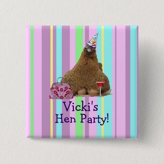 Henne-NachtParty-Henne-Quadrat-Knopf-Button Button (Vorderseite)