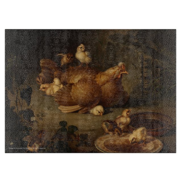 "Henne-und Huhn-" Schneidebrett (Vorderseite)